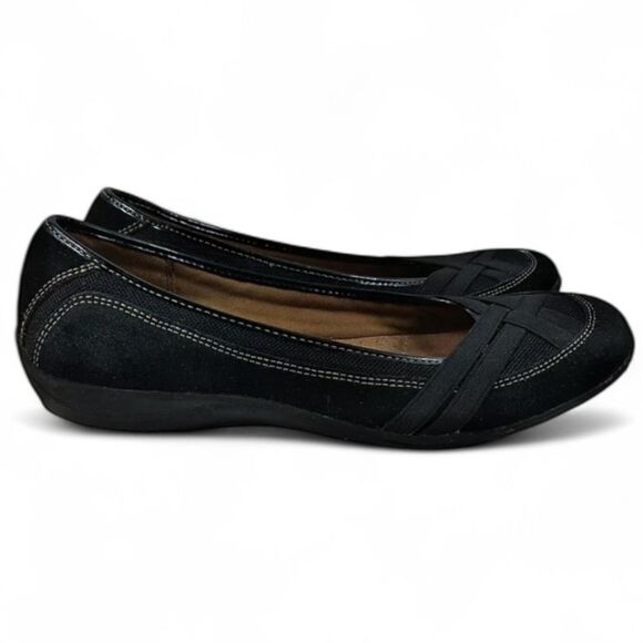 Natural Soul Black Suede Comfort Flats Loafers Size 8.5M‎ - Picture 1 of 10